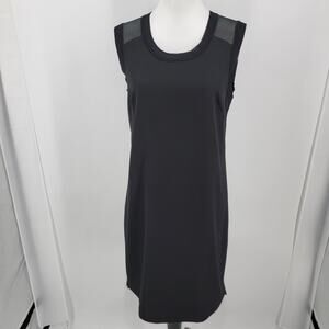 Dylan Gray Dress Womens 4 Black LBD Sheath Mesh Trim Detail Sleeveless Back Zip